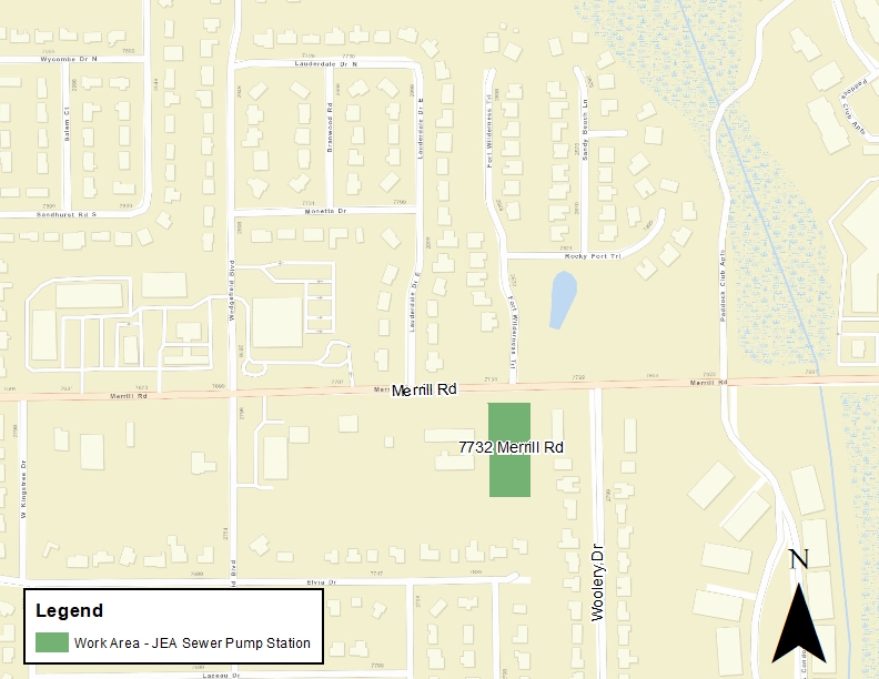 Merrill Road Sewer Pump Station Improvement Project - Work Area Map